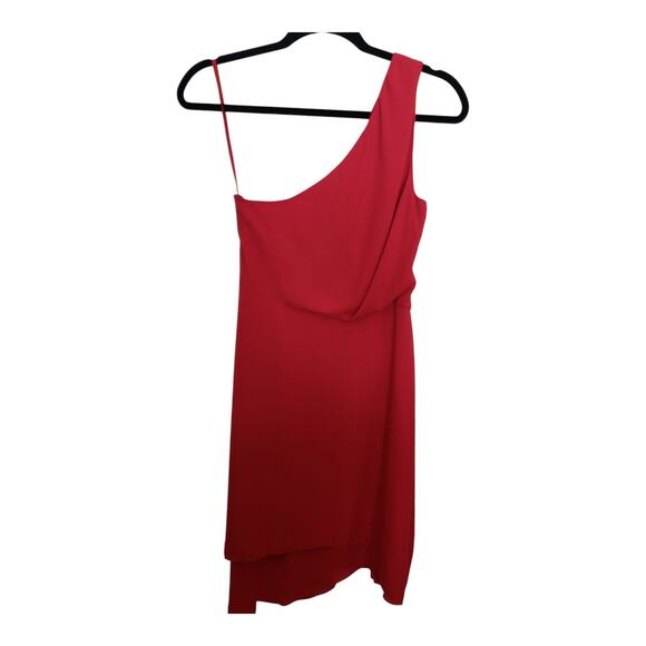 BCBGMAXAZRIA Womens Dress Size 0 Rio Red Cocktail Knee Length One Shoulder - Picture 11 of 16